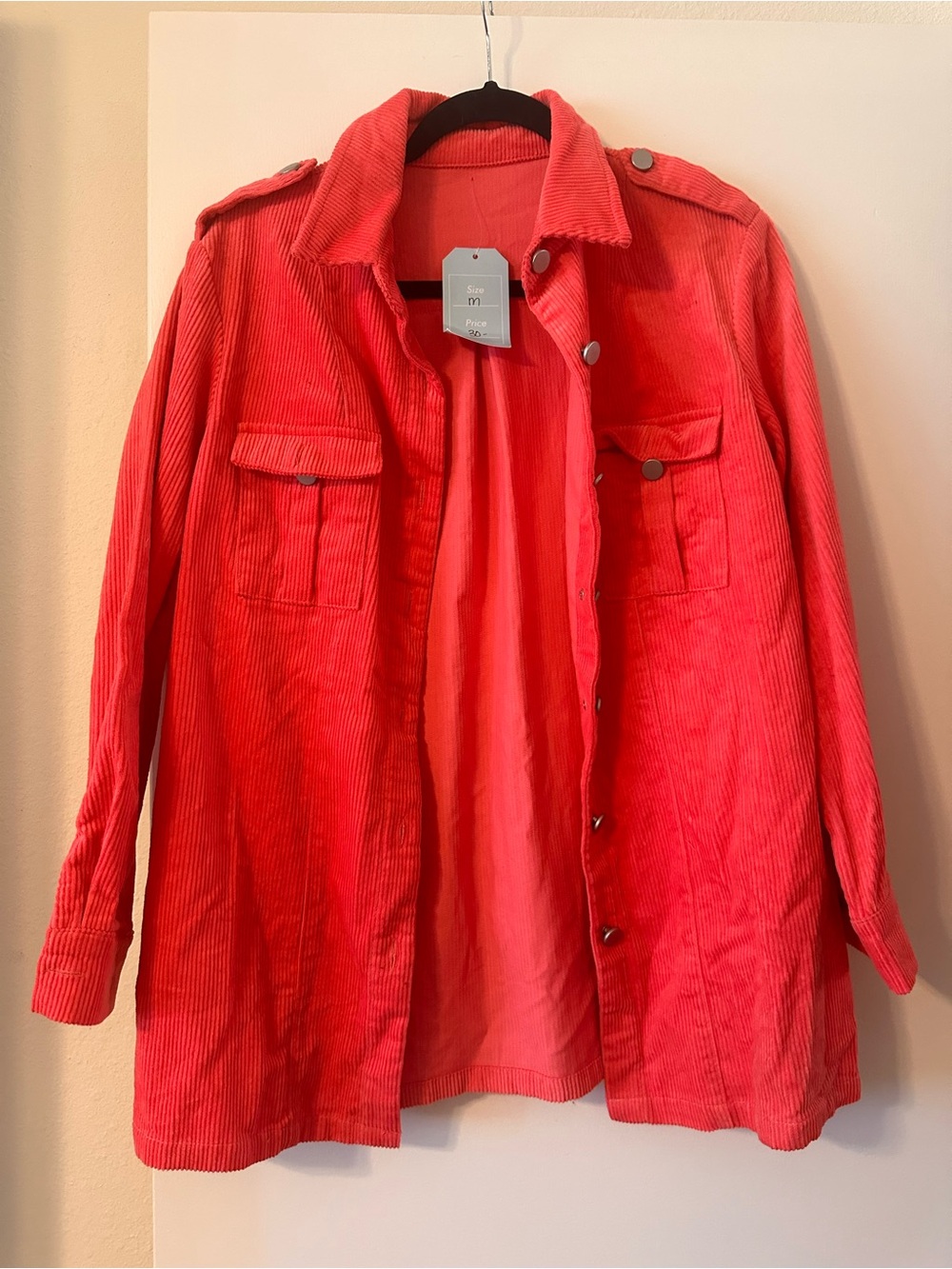 Women's Coral Corduroy Shacket - Unbranded